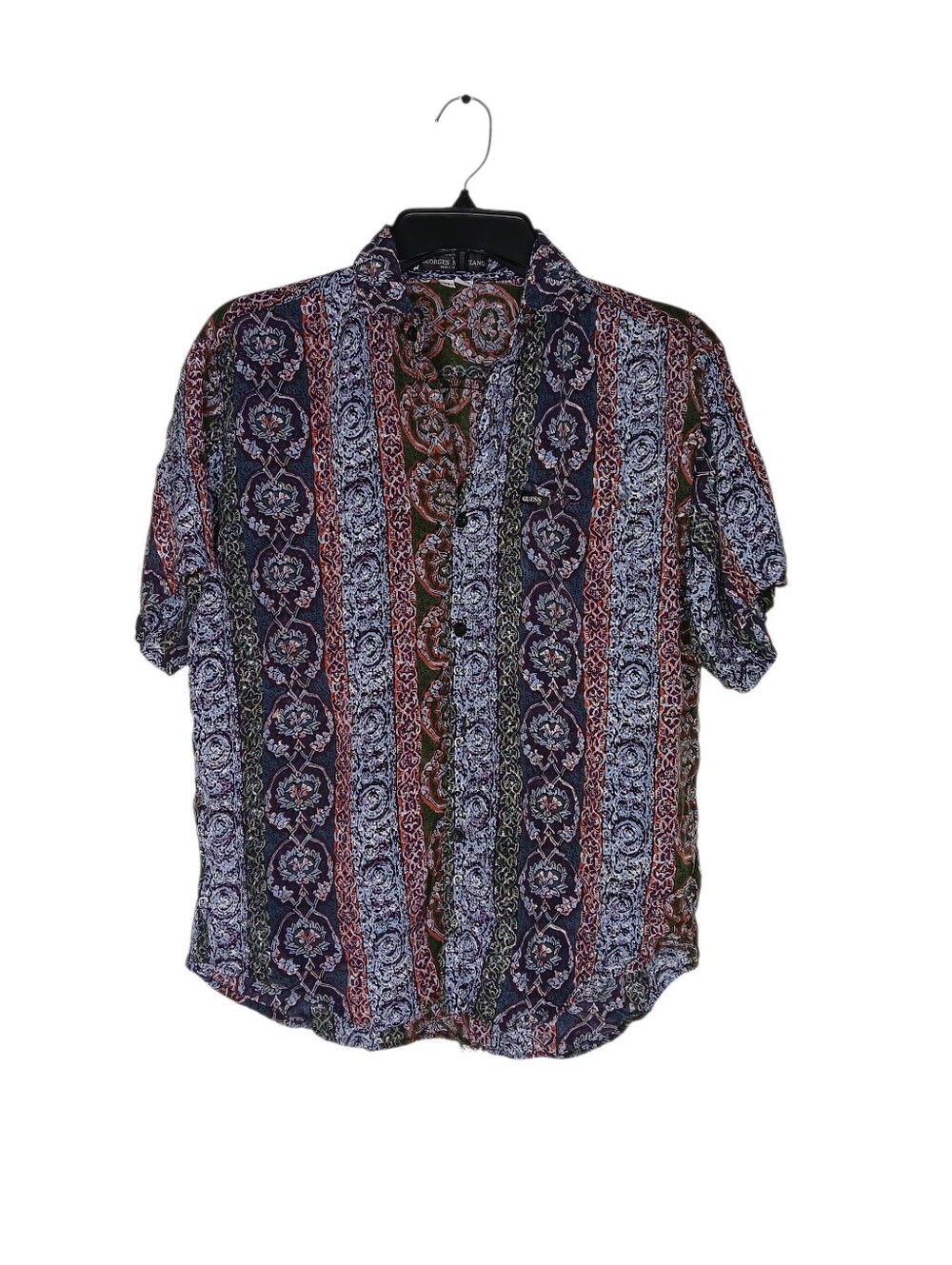 Guess Men's Short-Sleeve Button-Down Shirt  Paisley Stripes
